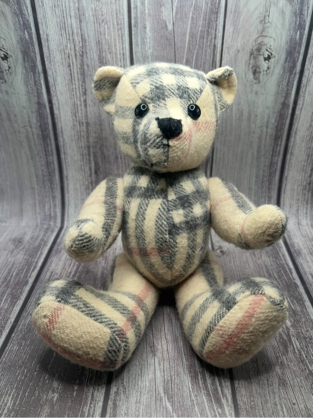 BURBERRY Cashmere Poseable Jointed Archive Vintage Plush Teddy Bear Nova Check